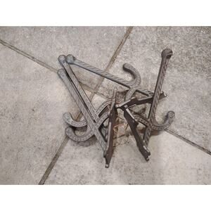 4 Antique Cast Iron Wall Hooks 6"